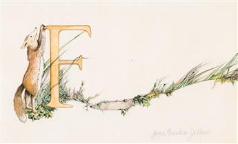 JANE BRESKIN ZALBEN (1950 - ) Letter "F" for fox in his lair.                                                                                    